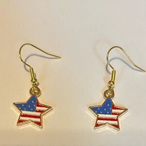 Handmade American Flag Star Earrings - .6” drop - 4th of July - New